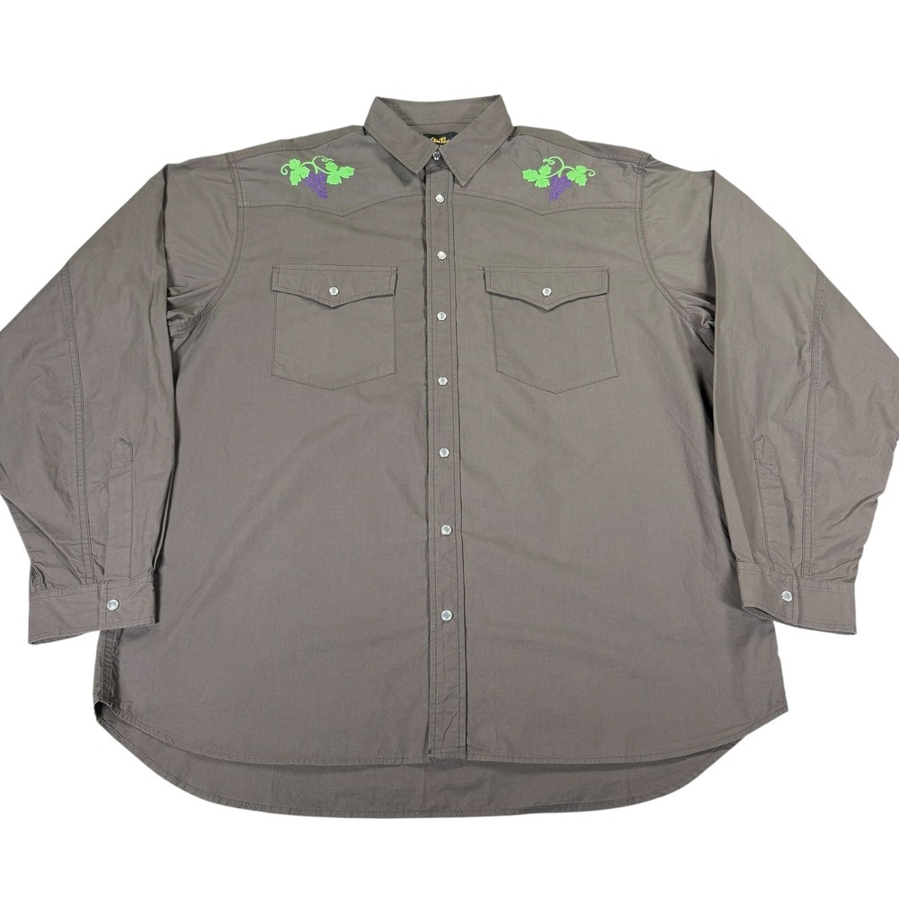 Stan Ray Western Shirt Mens XXL Embroidered‎ Grapes Snap Button Cotton NWT